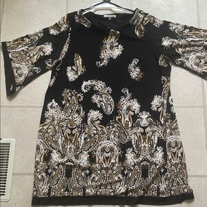 Chic Black and Gold Paisley Women's Dress